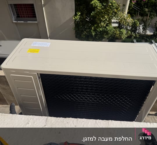 יחידת מיזוג אוויר מותקנת על קיר חיצוני